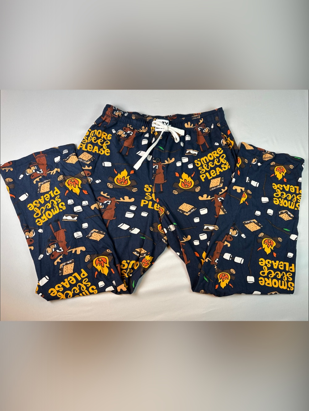 Lazy One Navy 'S'more Sleep Please' Unisex Pajama Pants Pockets Large